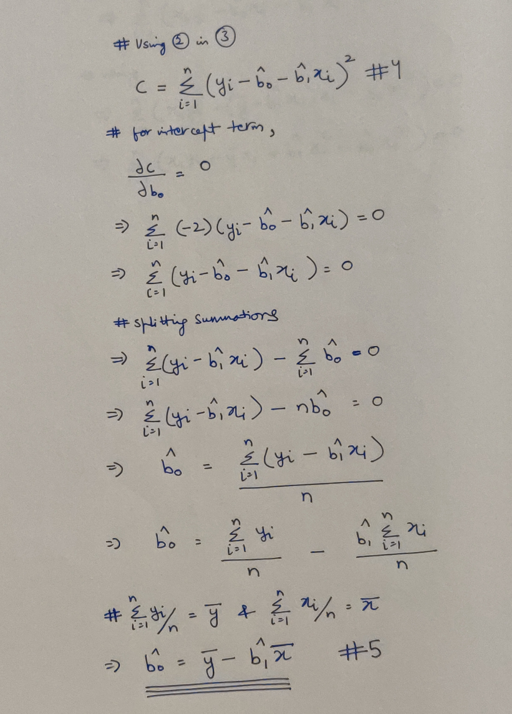 Finding the intercept term